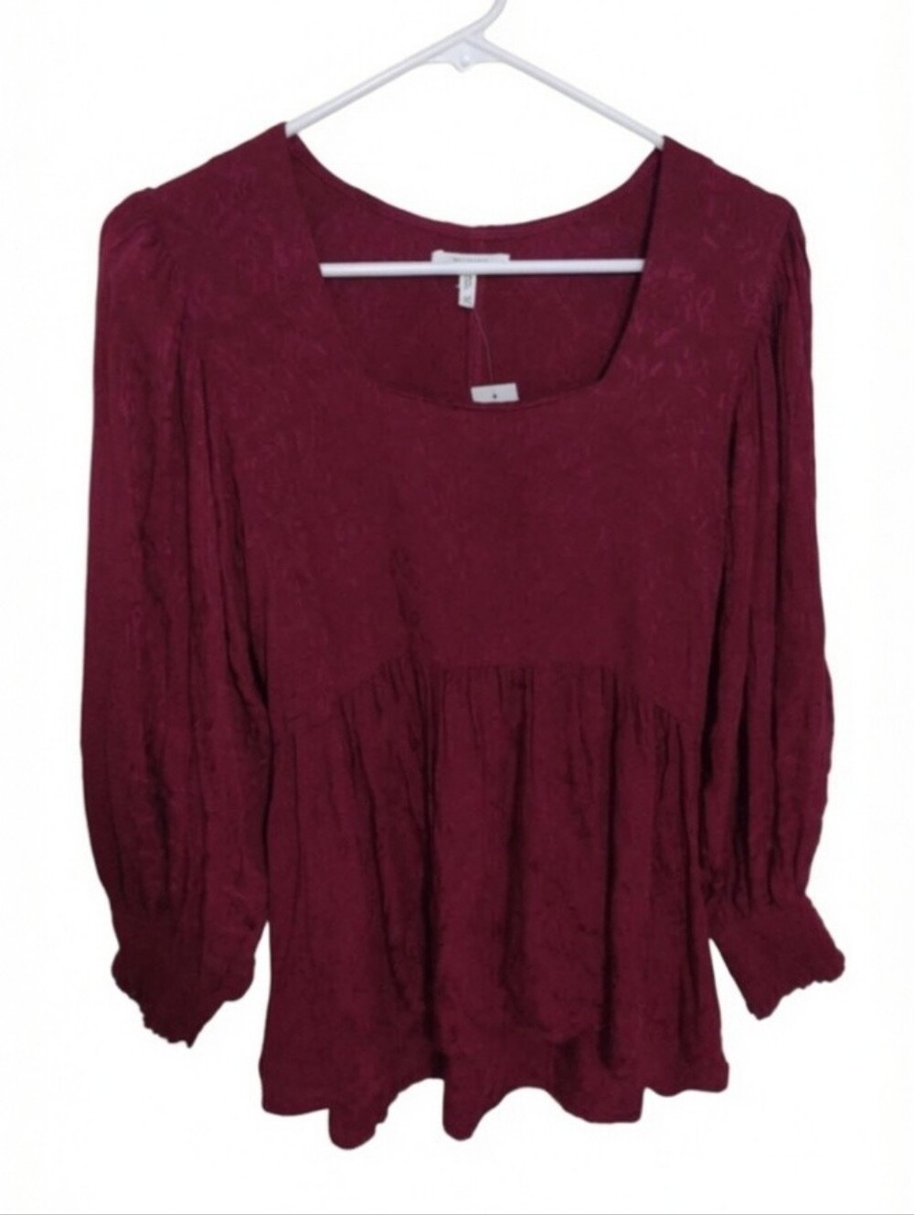 Maurice's Peasant Top Size XS Burgundy Square Neck Dark Romantic Ren Faire